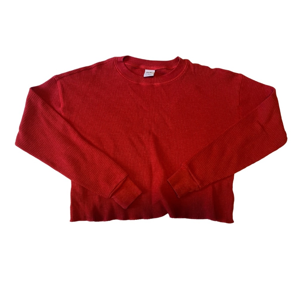 TNA Red Boxy Cropped Sweatshirt